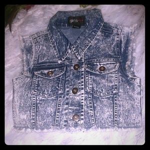 ACID WASH Denim Crop Top Sz 6X